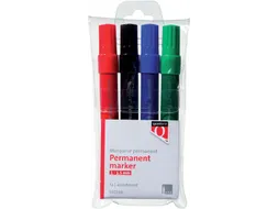 Quantore Permanent marker rond 1-1.5mm assorti, etui 4 stuks