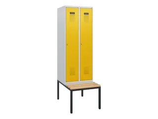 locker met bank,HxBxD 1950x600x815mm,2vak,vak B 300mm,cilinderslot - 2