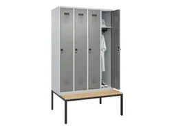 locker met bank,HxBxD 2120x1200x815mm,4vak,vak B 300mm,draaigrendel