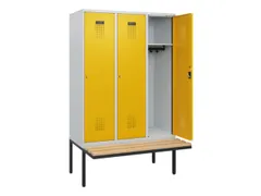 locker met bank,HxBxD 1950x1200x815mm,3vak,vak B 400mm,cilinderslot