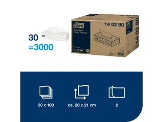 Tork 140280 F1 Extra Zachte Facial Tissues Premium 2-laags 30x100st - 3