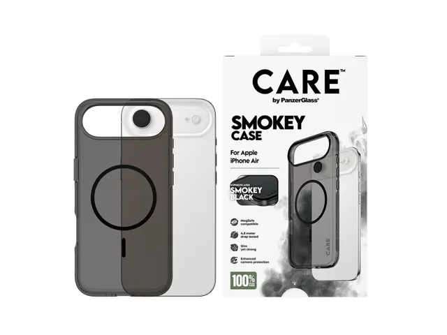 PanzerGlass CARE by Smokey Case w. Black MagSafe iPhone Air, Hoe