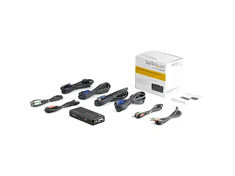 4-poort USB KVM-switch Zwart met Audio en Bekabeling