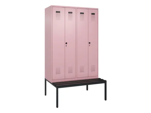 locker met bank,voor scheiding van kleding,HxBxD 2120x1200x815mm,4vak