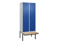 locker met bank,HxBxD 2120x800x815mm,2vak,vak B 400mm,draaigrendel