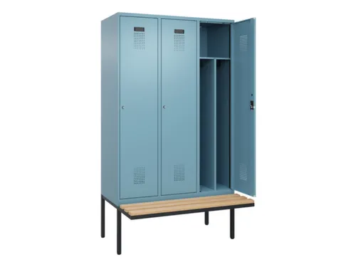 locker met bank,voor scheiding van kleding,HxBxD 2120x1200x815mm,3vak