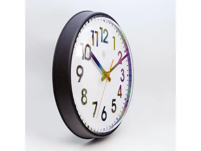 wandklok NXT diam. 26cm kunststof zwart, witte wijzerplaat cijfers