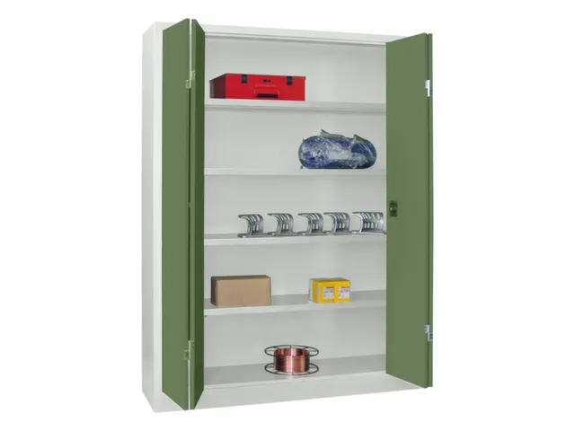 Ruime Vouwdeurkast 1950x1500x400mm 4legborden Ral7035 Front Ral6011