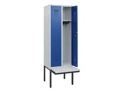 locker met bank,HxBxD 1950x600x815mm,2vak,vak B 300mm,cilinderslot