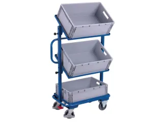 Bijzetwagen 200kg Etages Neigbaar 3 Eurobakken 600x400mm Ral5010 - 2