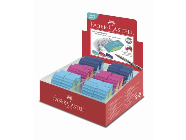 gum Faber-Castell Bicolor in 3 assorti kleuren display a 24 stuks | FaberCastellShop.nl