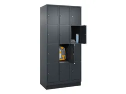 lockerkast,HxBxD 1950x900x500mm,3x4vakken,vak B 300mm,cil.-slot,sokkel