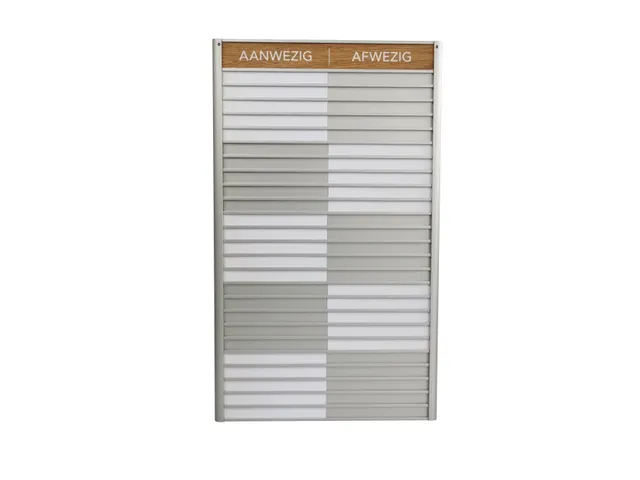 Menoor In-Uit bord 25 namen Aluminium Aanwezig/Afwezig Houtlook