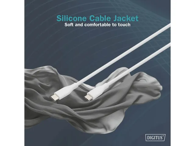 USB-C siliconen oplaadkabel USB-C USB-C 0,5m USB 2.0 60W wit