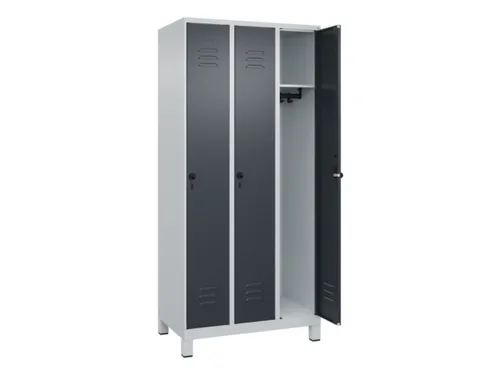 locker,HxBxD 1950x900x500mm,3vak,vak B 300mm,draaigrendel,voeten