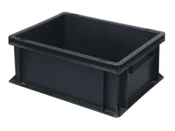 ESD-stapelbak,HxLxB 170x400x300mm,16l,PP,zwart,Wanden gesloten