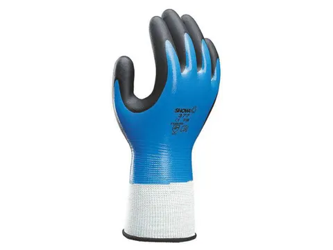Showa 377 vloeistofbestendige nitril handschoenen, blauw, maat M, per