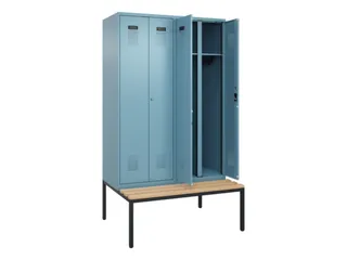 locker met bank,voor scheiding van kleding,HxBxD 2120x1200x815mm,4vak - 1