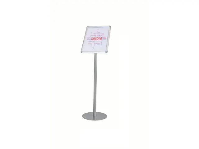 Présentoir sur pied A4 avec cadre clipsable aluminium argent