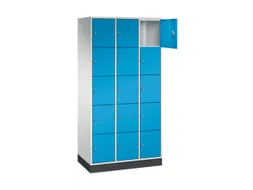 lockerkast,RAL 7035/RAL 5012,HxBxD 1950x920x500mm,3x5vakken,cil.-slot
