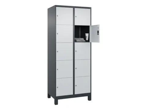 lockerkast,HxBxD 1950x800x500mm,2x5vakken,vak B 400mm,cil.-slot,voeten