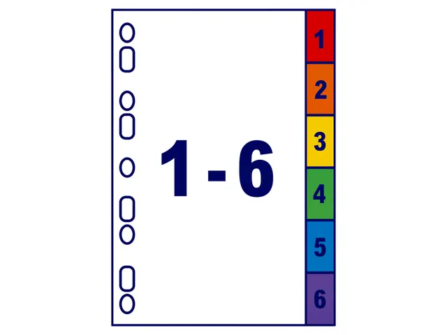 Intercalaire Avery Readyindex 9 perf 6 onglets 1-6 assorti