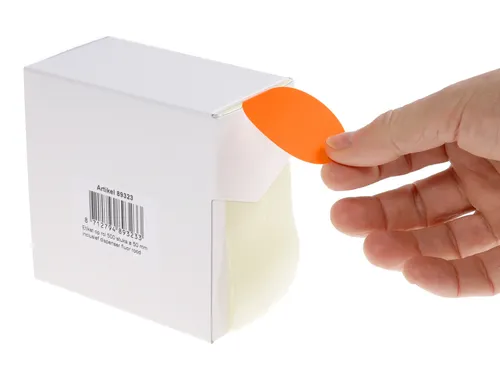 Etiketten Op Rol 50mm Fluor Rood Met Dispenser 500 Stuks