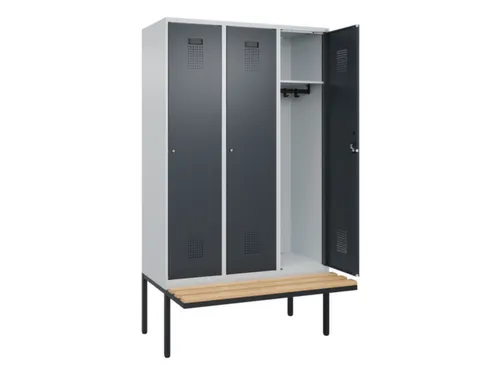 locker met bank,HxBxD 2120x1200x815mm,3vak,vak B 400mm,cilinderslot