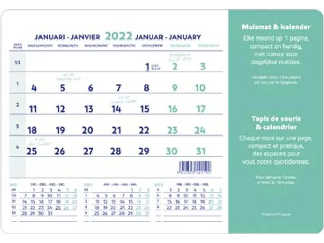 muismatkalender ft 23X18 cm nl-fr 2026