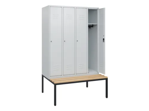 locker met bank,HxBxD 1950x1200x815mm,4vak,vak B 300mm,cil.-slot