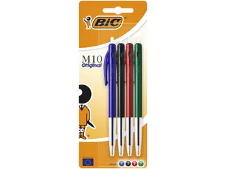Balpen Bic M10 medium assorti blister à 4 stuks - 1