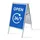 Stoepbord A1 complete set met print 'Open 24/7' Blauw