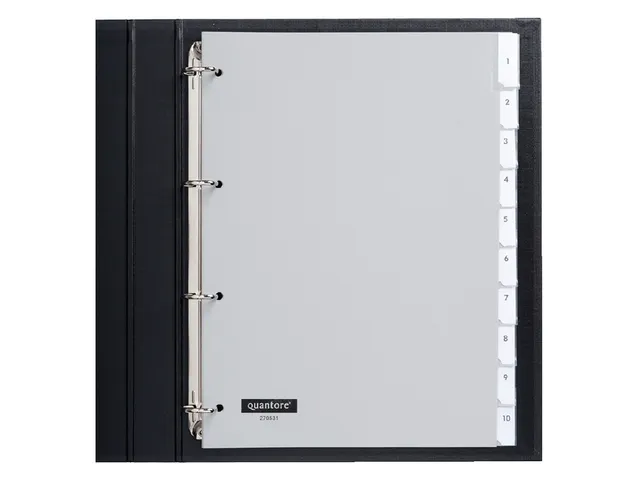 Tabbladen Quantore A4 4-gaats 10-delig met venster grijs PP