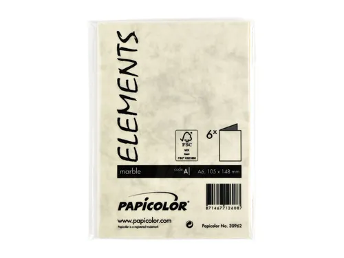 Correspondentiekaart Papicolor dubbel 105x148mm marmer ivoor pak 6 st