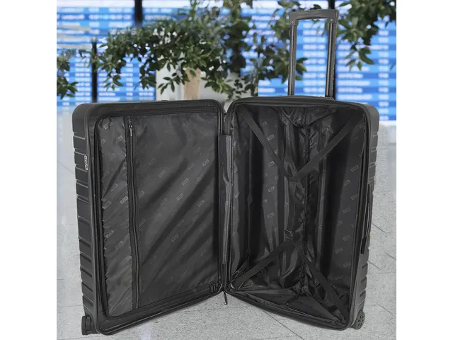 Reistrolleyset JSA 3-delig mat zwart gerecycled ABS