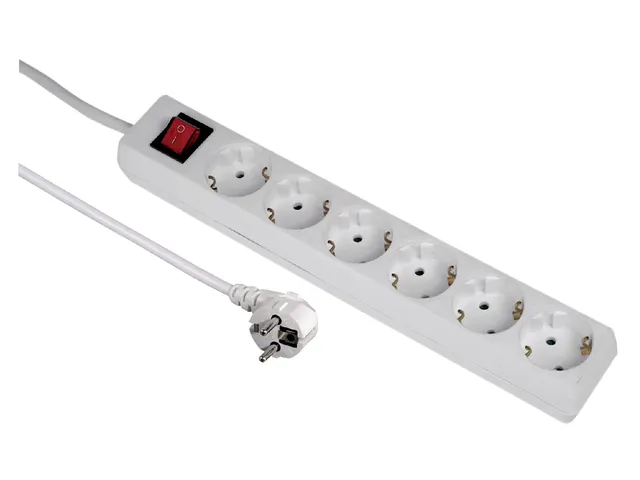 Tafelcontactdoos 6-voudig Beveiligd 500cm Wit Randaarde