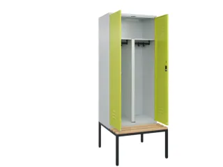 PBM-locker met bank,HxBxD 2120x800x815mm,2vak,vak B 400mm,cil.-slot - 2