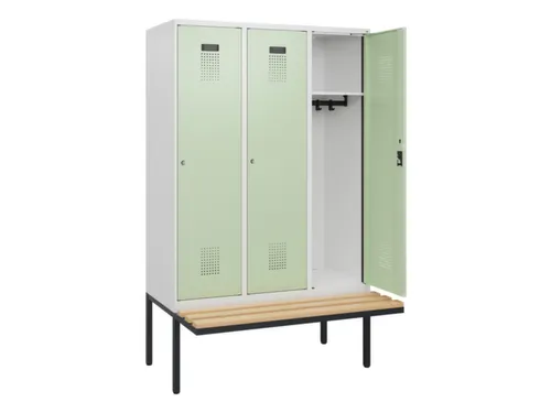 locker met bank,HxBxD 1950x1200x815mm,3vak,vak B 400mm,cilinderslot