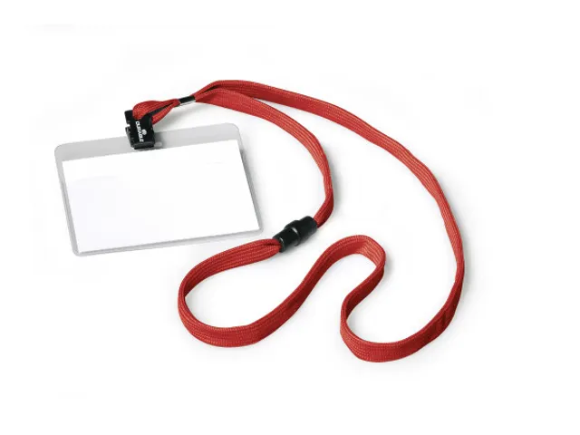 Badge 60x90mm met textielkoord Rood