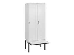 locker met bank,HxBxD 2120x800x815mm,2vak,vak B 400mm,draaigrendel
