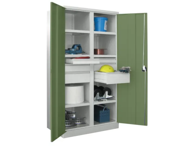 systeemkast,HxBxD 1950x1040x630mm,6xStalen bodem,RAL7035,front RAL6011