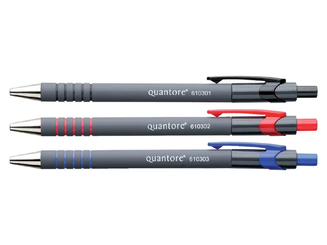 Balpen Quantore rubbergrip drukknop blauw medium