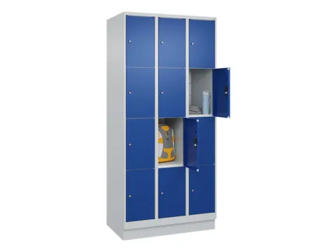 lockerkast,HxBxD 1950x900x500mm,3x4vakken,vak B 300mm,cil.-slot,sokkel