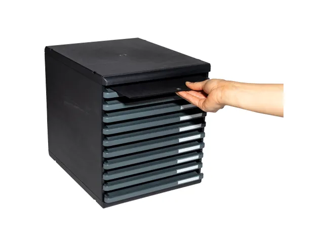 Module de classement Modulo Ecoblack 10 tiroirs ouverts - Gris foncé
