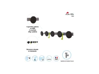 PMS5 wandkapstok zilvergrijs / zwart dubbele capaciteit - 2