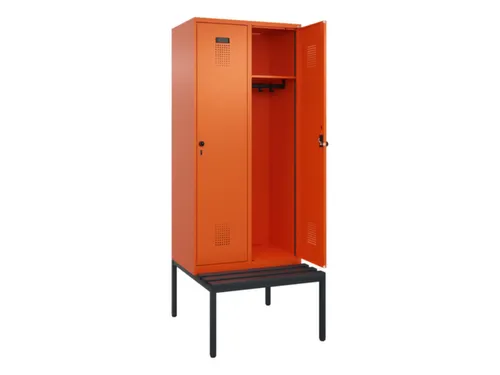 locker met bank,HxBxD 2120x800x815mm,2vak,vak B 400mm,draaigrendel