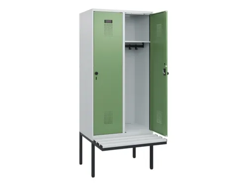 locker met bank,HxBxD 1950x800x815mm,2vak,vak B 400mm,draaigrendel