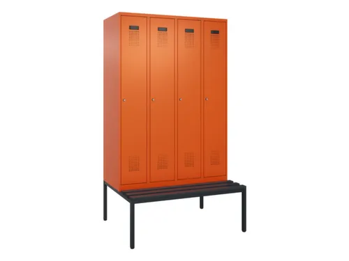 locker met bank,voor scheiding van kleding,HxBxD 2120x1200x815mm,4vak