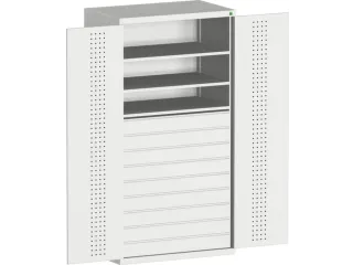 systeemkast HxBxD 2000x1300x650mm 3xStalen bodem 9laden Ral7035 - 2