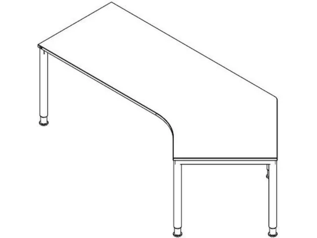 In hoogte verstelbaar hoekbureau 680-820x2370x1130mm lichtgrijs alu